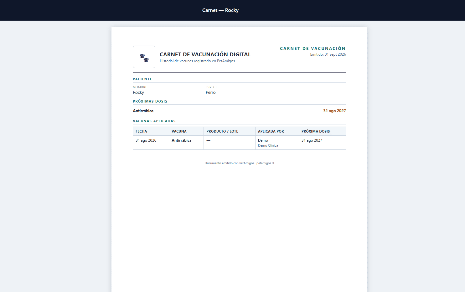 Carnet de vacunación digital con próximas dosis